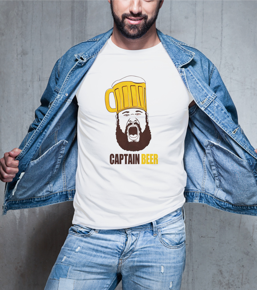 Dominic Grecco Captain Beer Mug Head Shouting Bearded Face T-Shirt