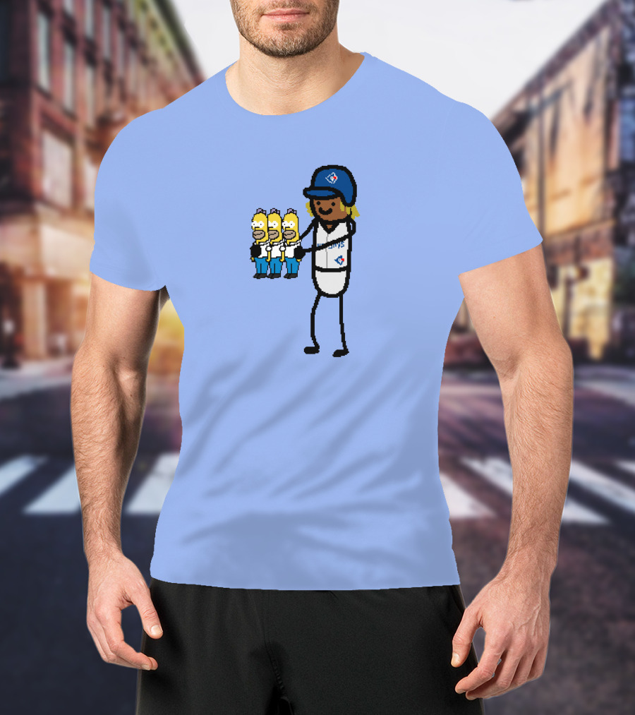 Toronto Blue Jays Vladimir Guerrero Jr. Holding Cartoon Characters And Three Homers T-Shirt
