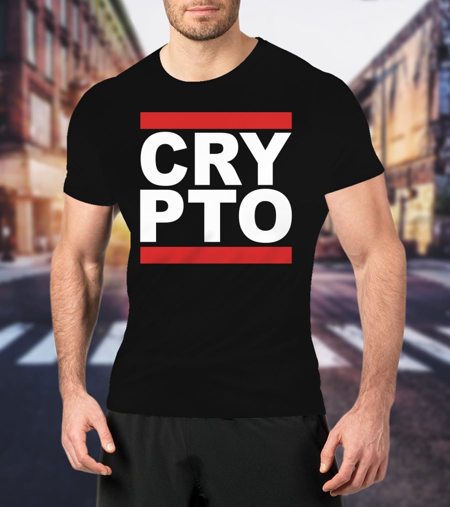 CRYPTO Bold Text Red Accents T-Shirt