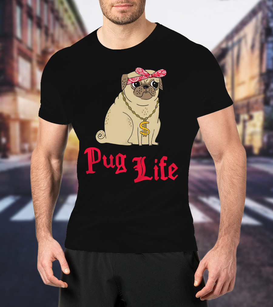 Gemma Correll Pug Life Dollar Sign Chain Bandana T-Shirt