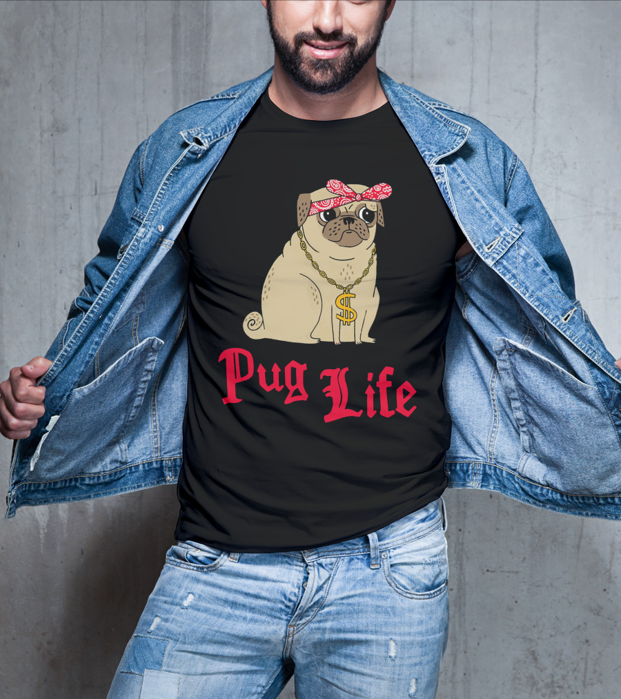 Gemma Correll Pug Life Dollar Sign Chain Bandana T-Shirt
