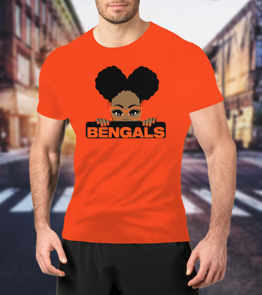 Rare Tagz Merch Bengals Girls Bengals Fanatic Afro T-Shirt
