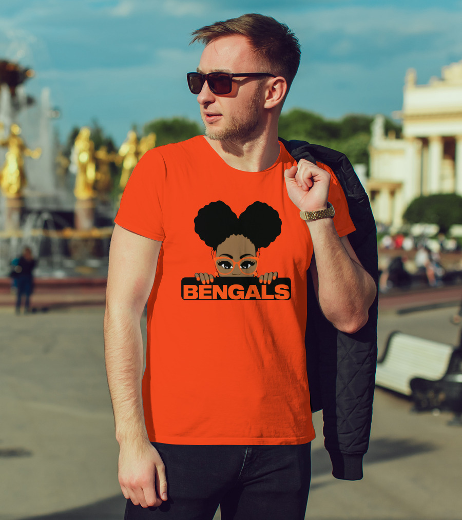 Rare Tagz Merch Bengals Girls Bengals Fanatic Afro T-Shirt