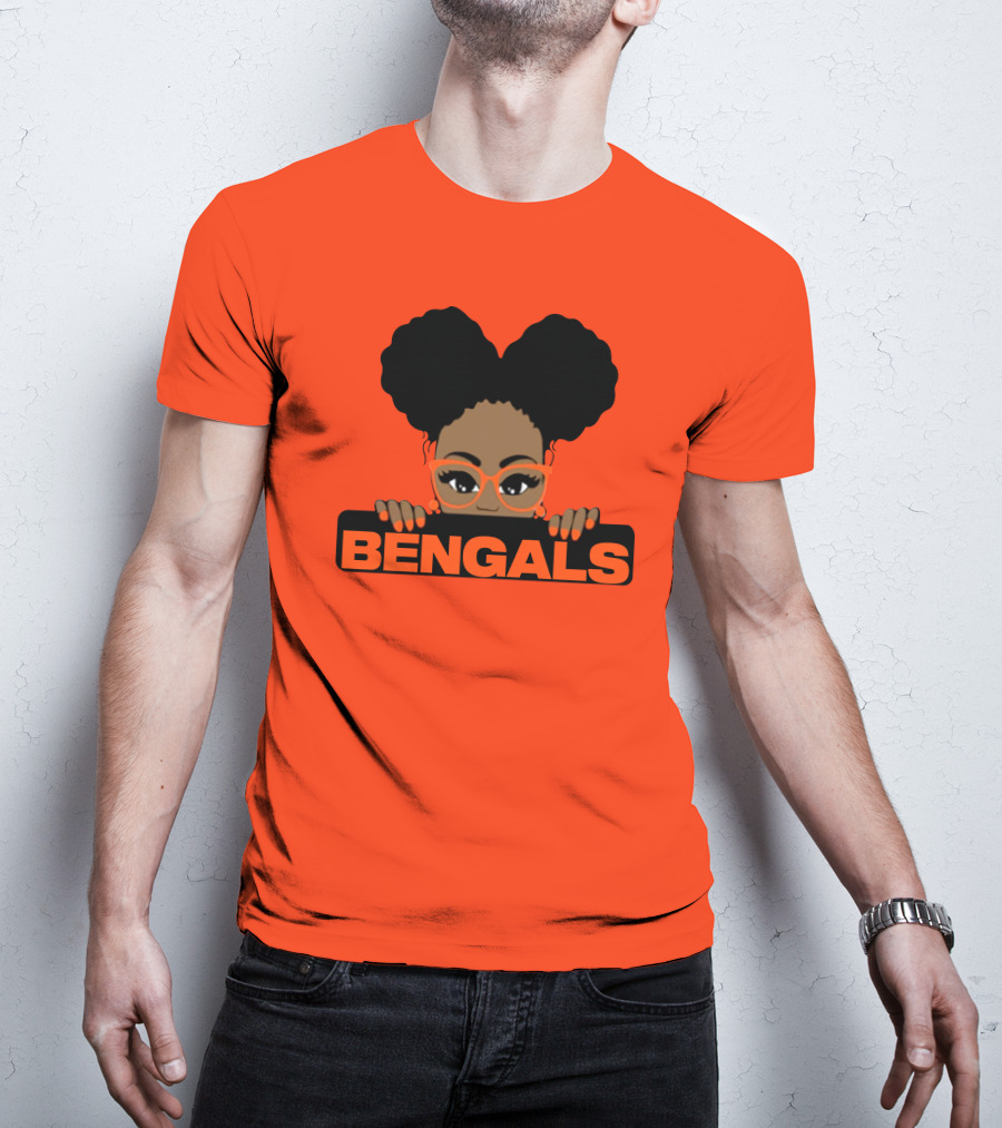 Rare Tagz Merch Bengals Girls Bengals Fanatic Afro T-Shirt