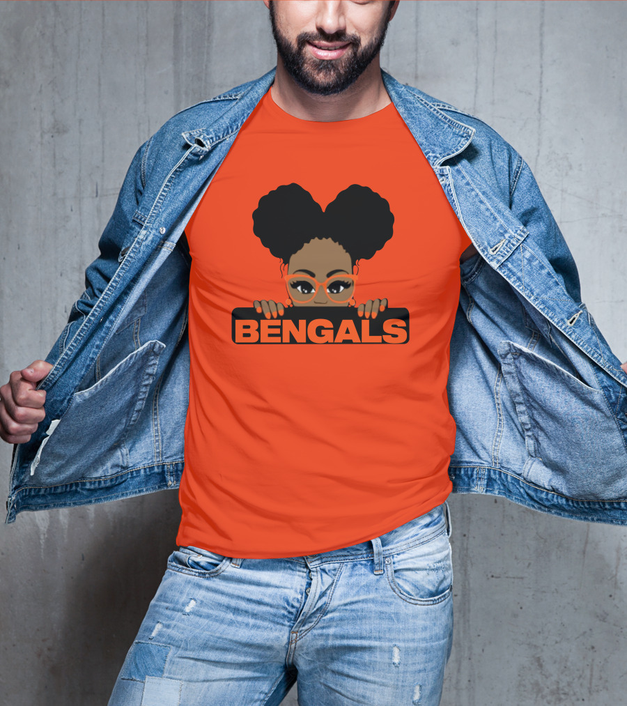 Rare Tagz Merch Bengals Girls Bengals Fanatic Afro T-Shirt
