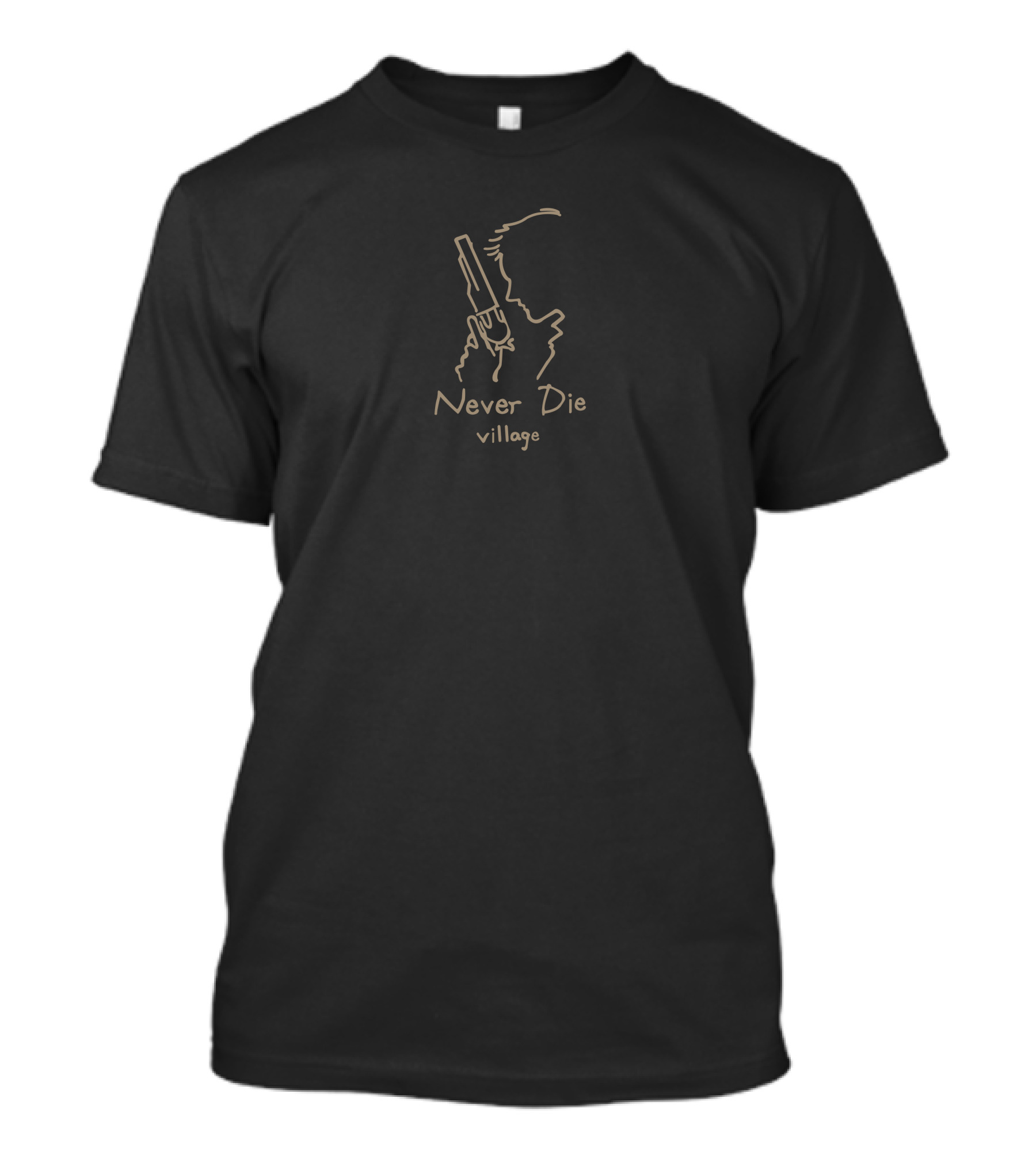 Never Die Village Gun Silhouette And Outline T-Shirt