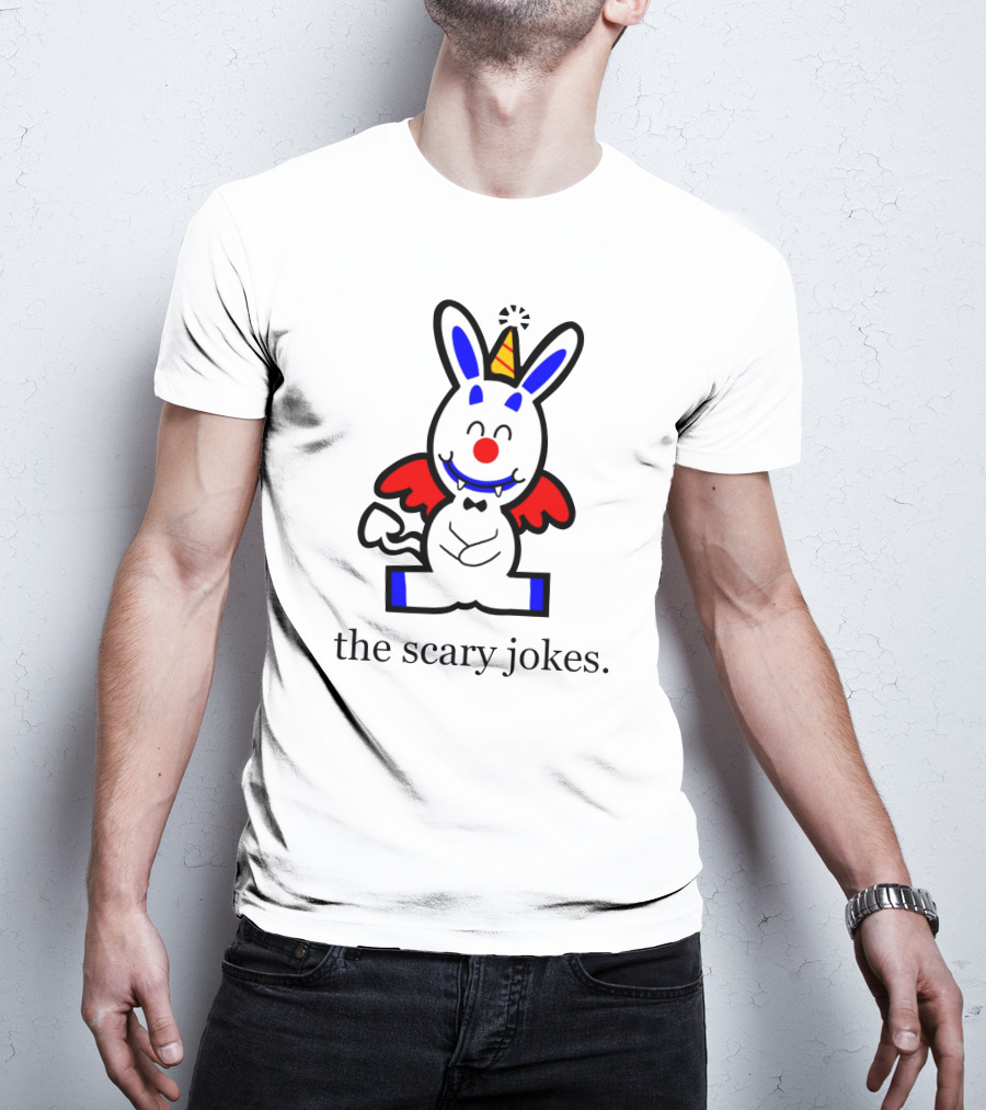 The Scary Jokes Cartoon Bunny With Party Hat And Red Wings T-Shirt