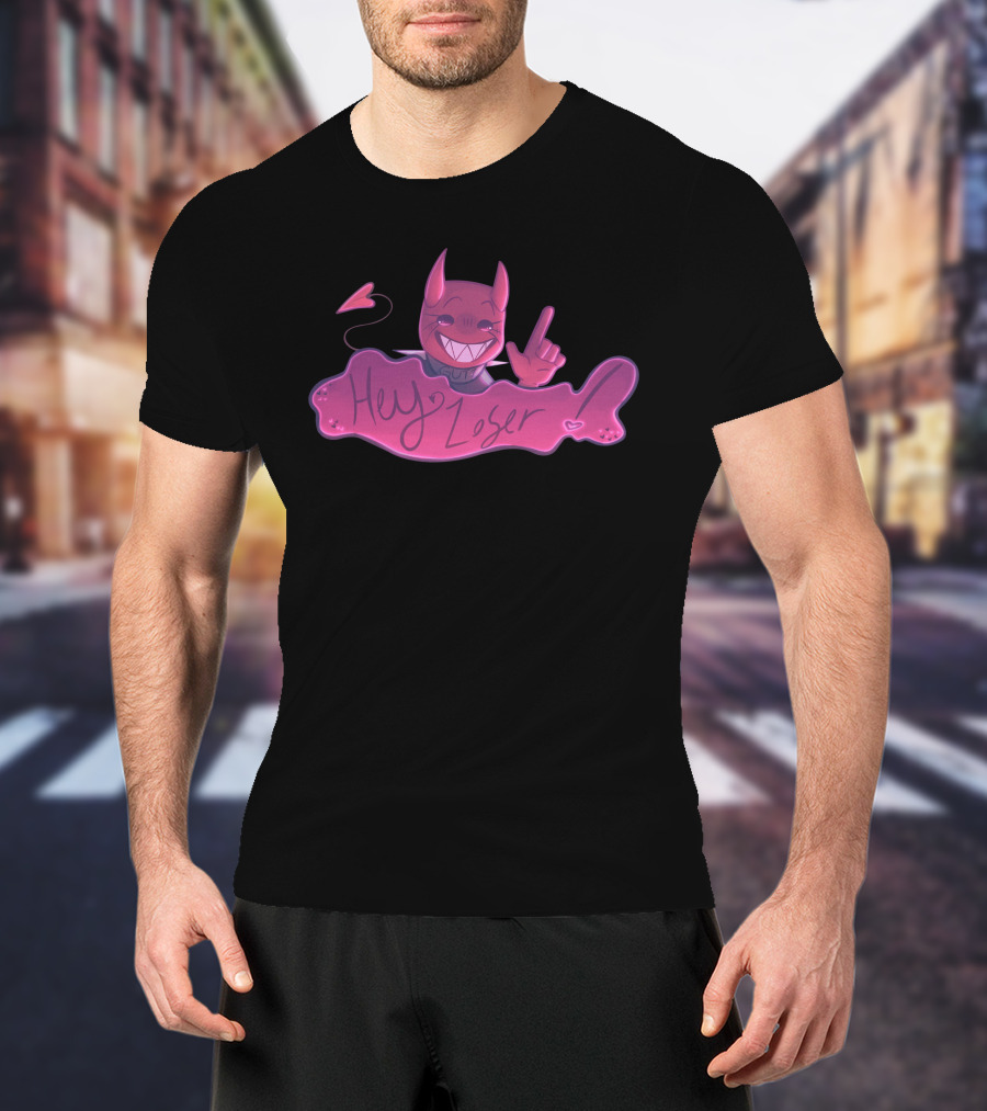 Gutsluvr Signature Hey Loser Devilish Pink Character Playful Gesture T-Shirt
