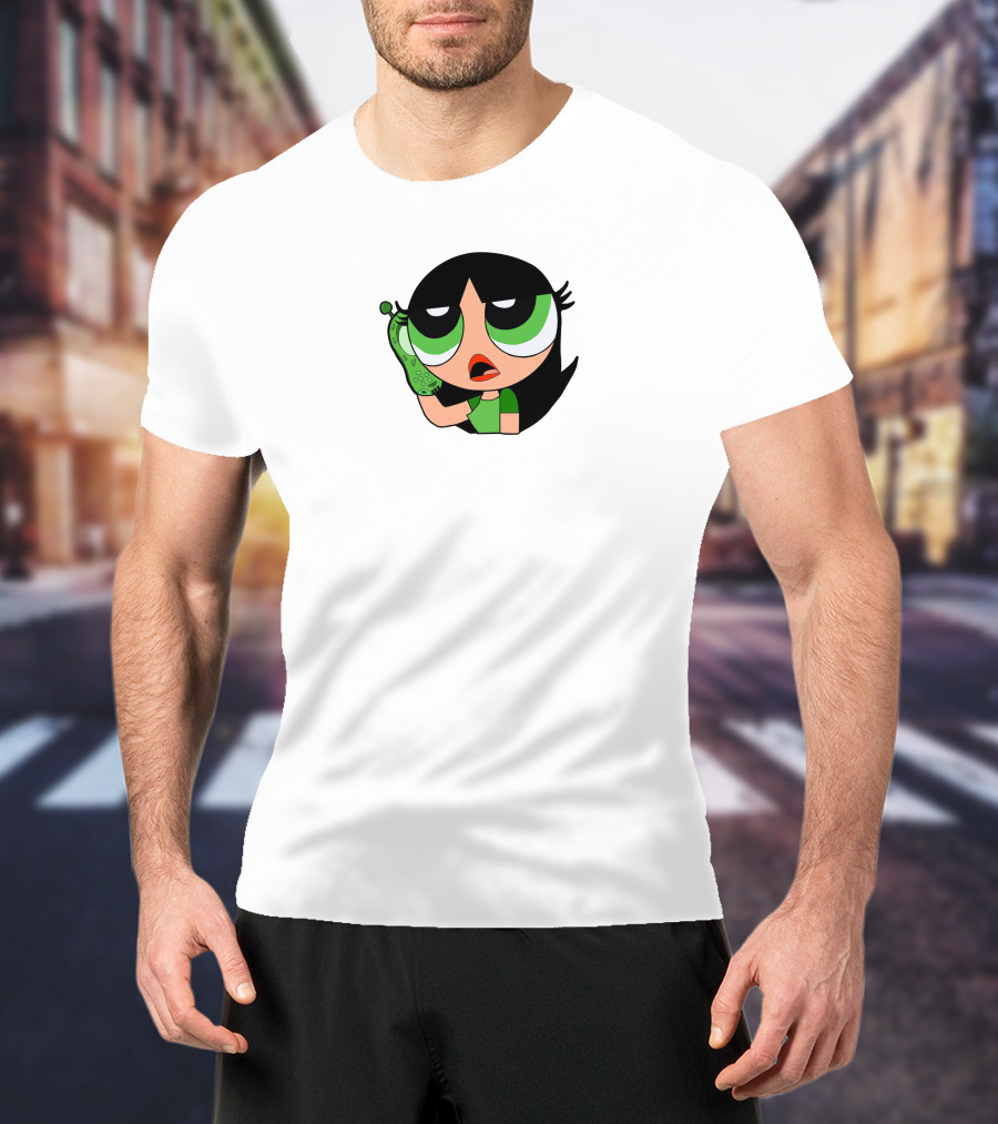 The Powerpuff Girls Buttercup Talking To Broccoli Phone Animation T-Shirt