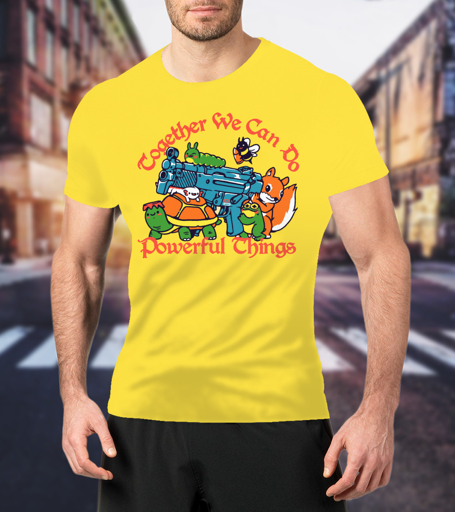 Together We Can Do Powerful Things Animals And Blue Water Gun T-Shirt