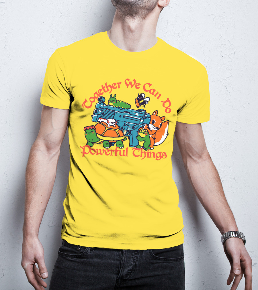 Together We Can Do Powerful Things Animals And Blue Water Gun T-Shirt