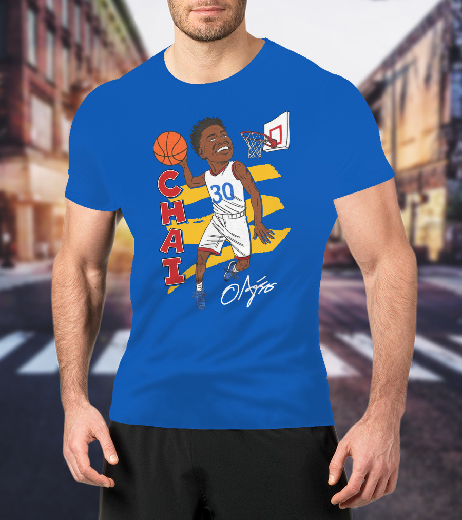 Ochai Agbaji Basketball Illustration 30 Chai Charliehustle Store T-Shirt