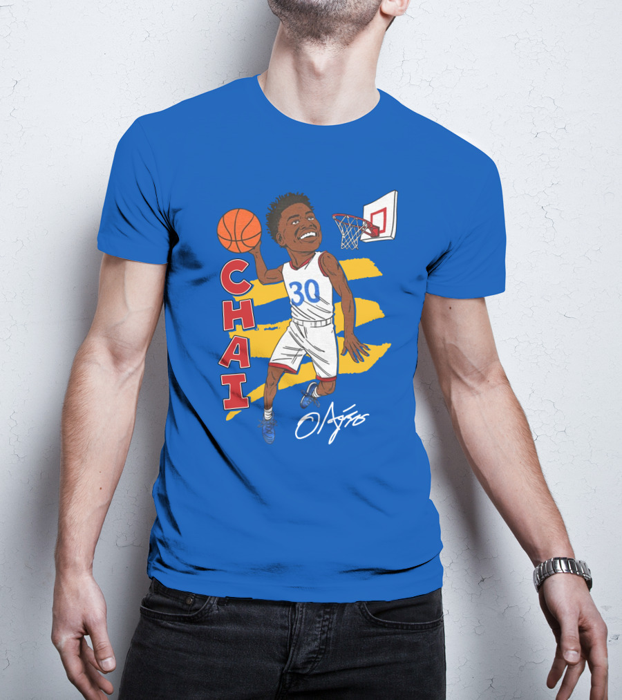 Ochai Agbaji Basketball Illustration 30 Chai Charliehustle Store T-Shirt