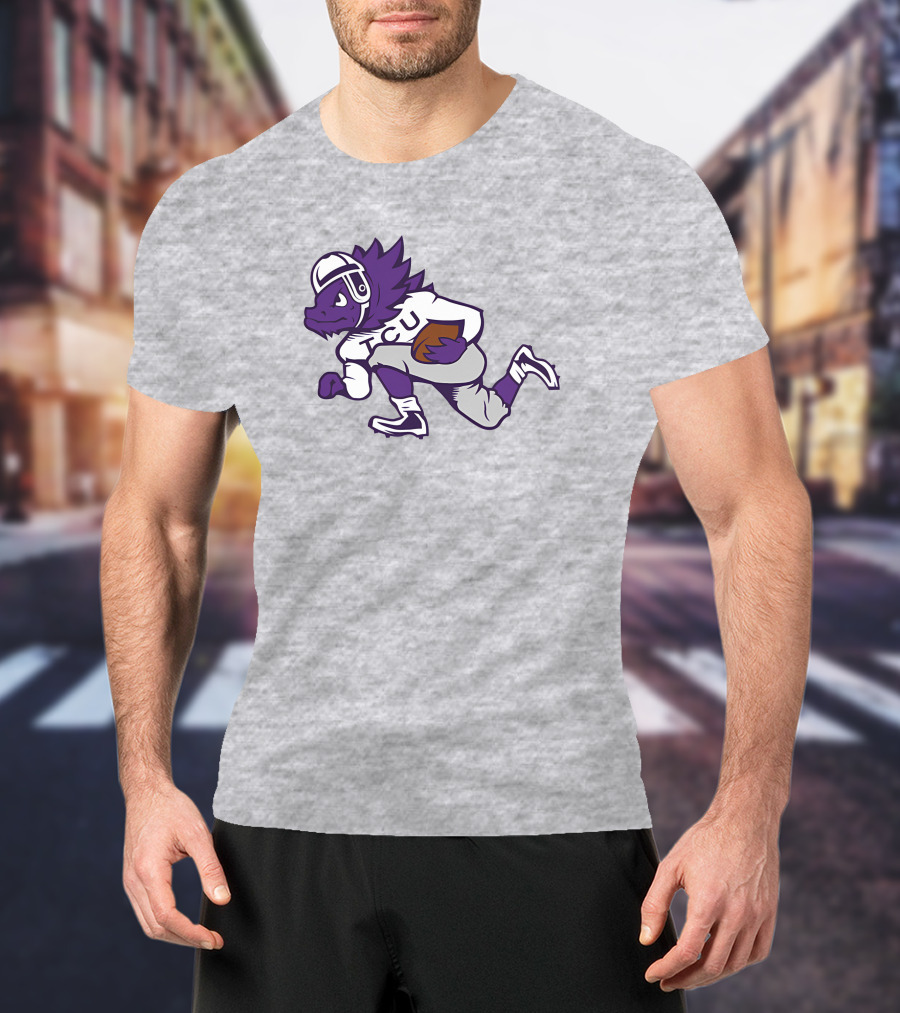 Running Horned Frog TCU Football Player In Purple And White Jersey T-Shirt