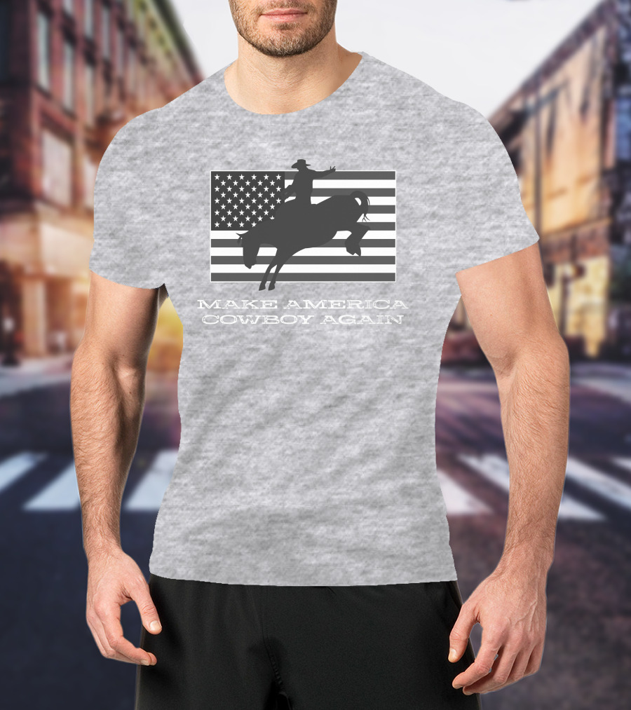Brittanyandkasi X Kasi Brittany Make America Cowboy Again Riding Silhouette Flag T-Shirt