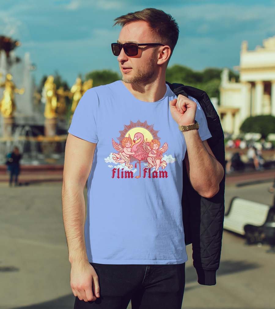 Albertsstuff Flim Flam Flamingo Cherubs Sun Cloud T-Shirt