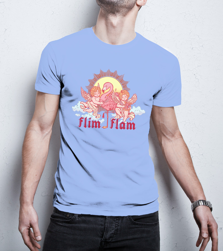 Albertsstuff Flim Flam Flamingo Cherubs Sun Cloud T-Shirt