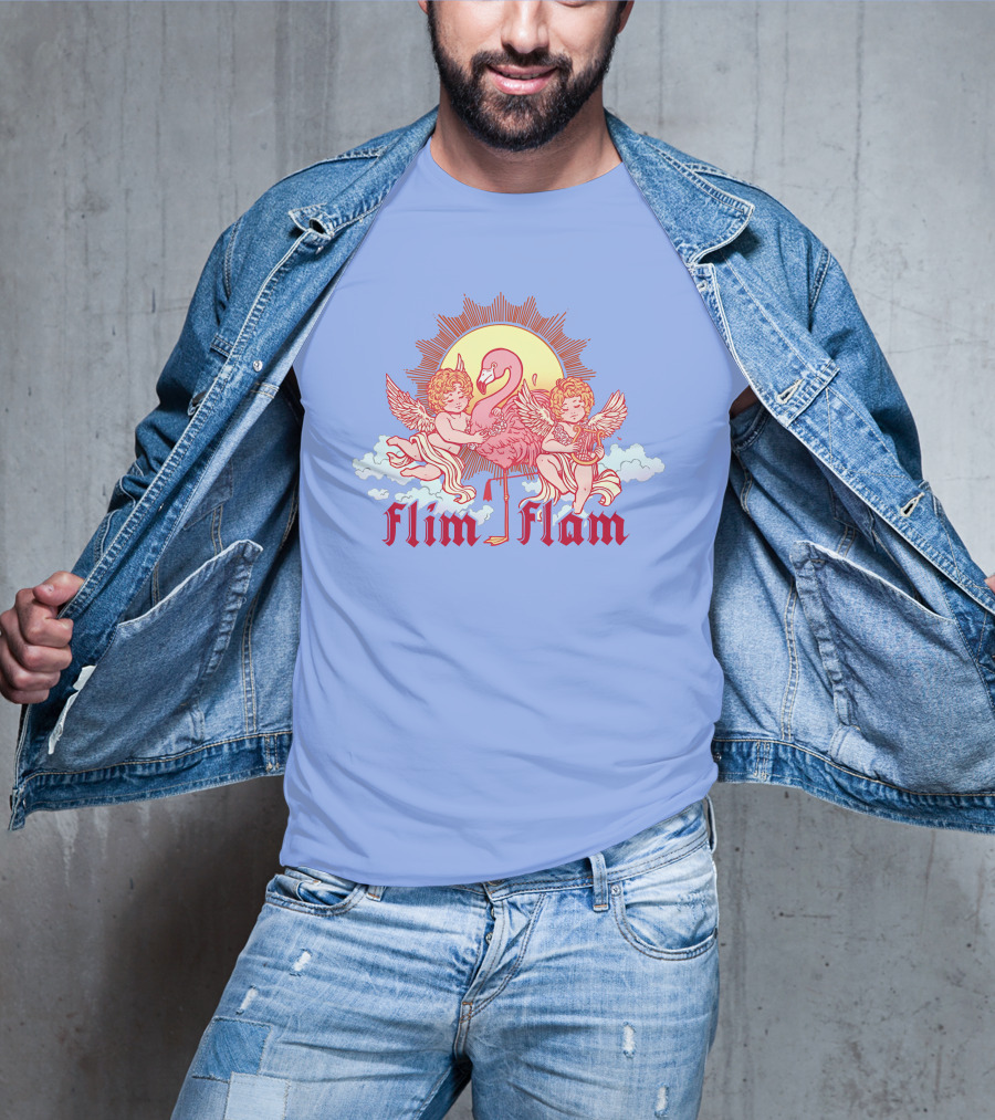 Albertsstuff Flim Flam Flamingo Cherubs Sun Cloud T-Shirt