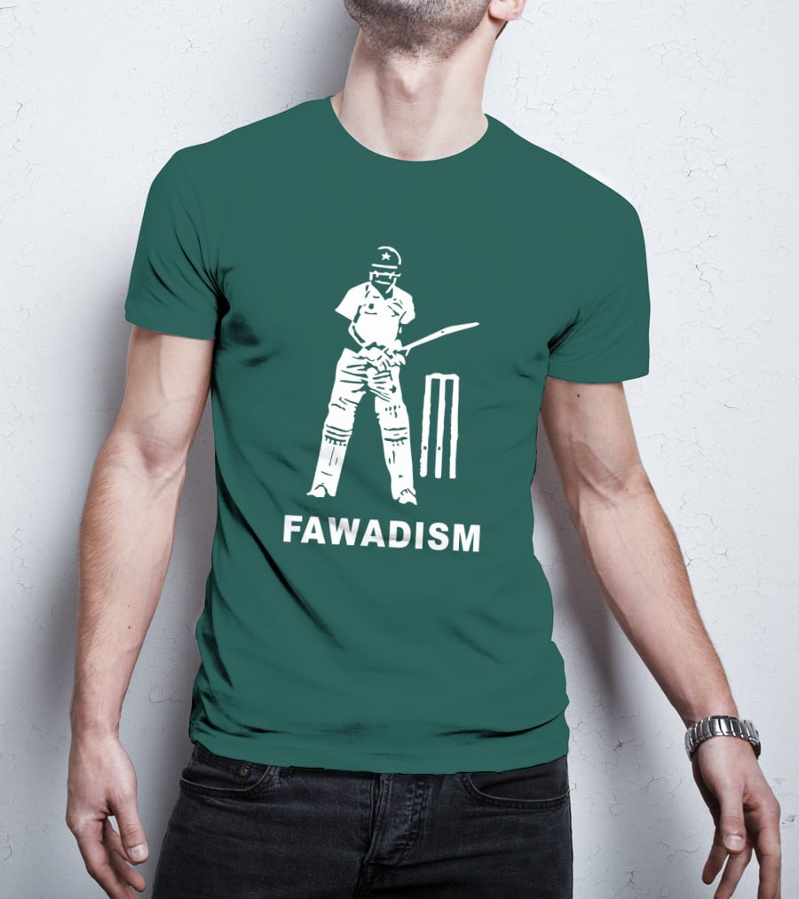 Cricketer Fawadism With Batting Icon And Star Cap T-Shirt