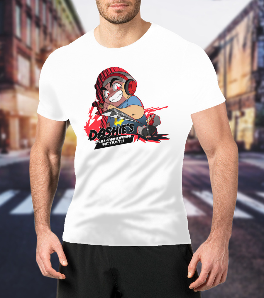 Dashiexp Merch Dashie's Puh-Ranormal Activity Red Headphones Cartoon Character T-Shirt
