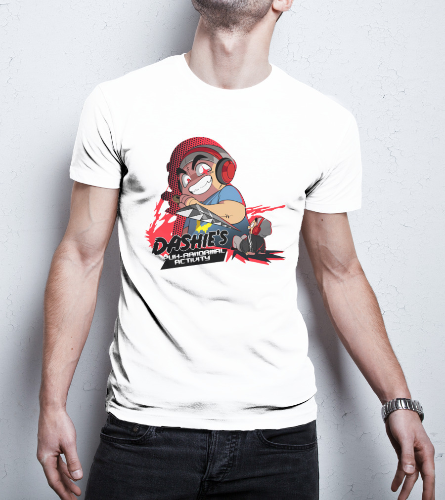 Dashiexp Merch Dashie's Puh-Ranormal Activity Red Headphones Cartoon Character T-Shirt