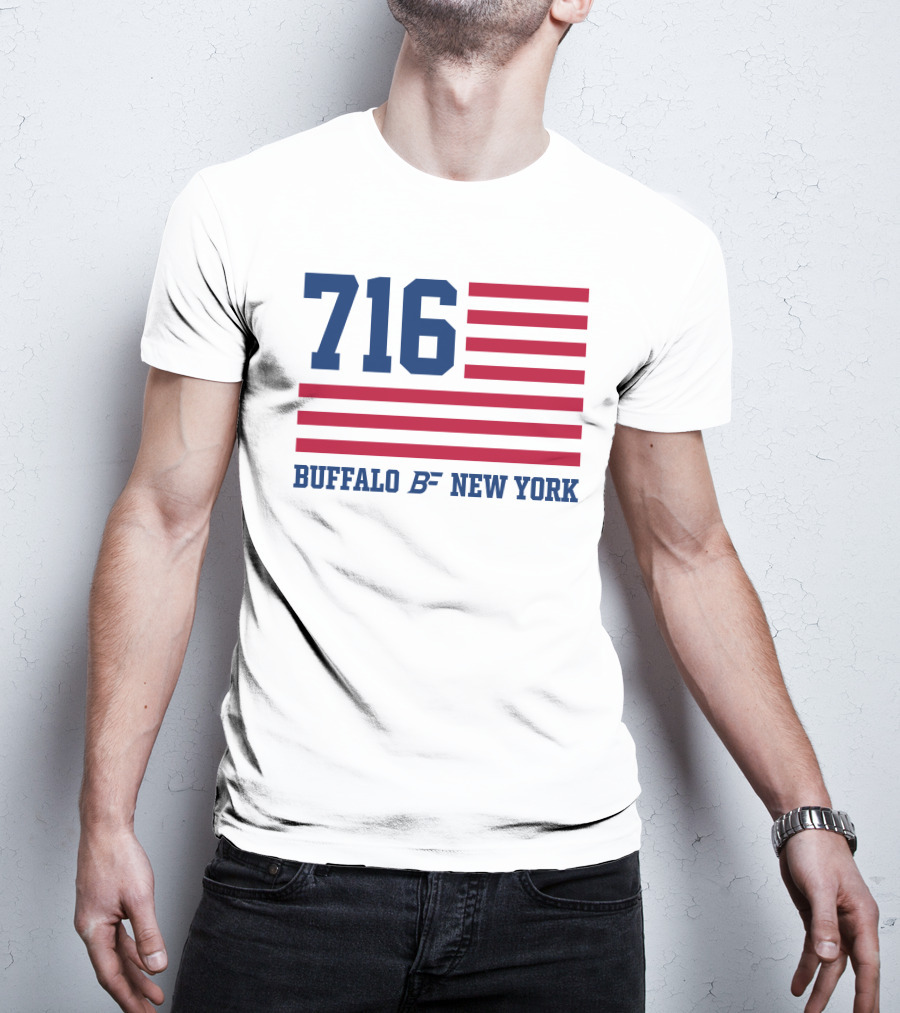716 Buffalo New York USA Flag T-Shirt