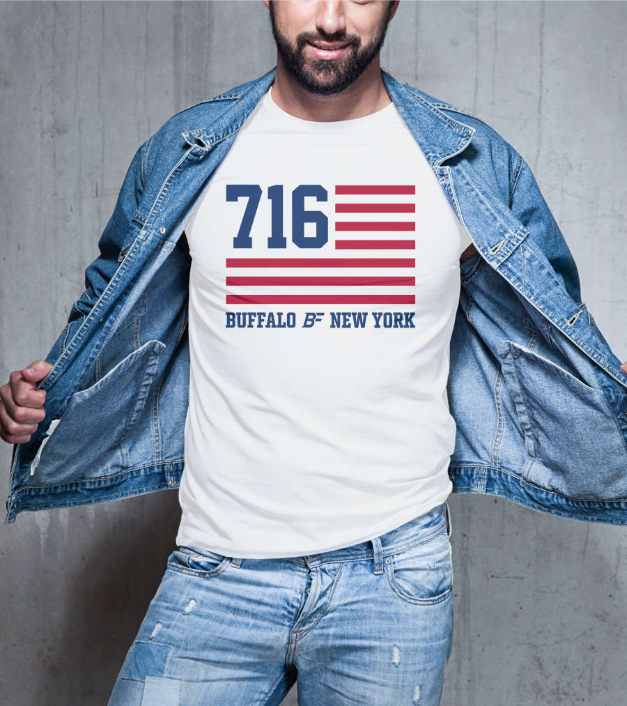 716 Buffalo New York USA Flag T-Shirt