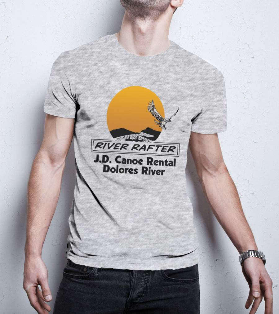 River Rafter J.D. Canoe Rental Dolores River Eagle Sunset T-Shirt