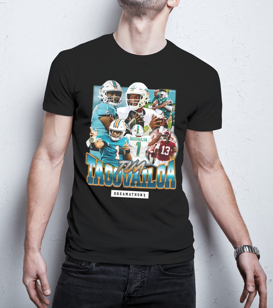 Tua Tagovailoa Dreamathon Quarterback Highlights NFL Football Action T-Shirt