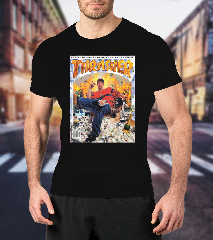 Thrasher Skater Of The Year 1999 Brian Anderson Cover With Money Explosion Scene T-Shirt