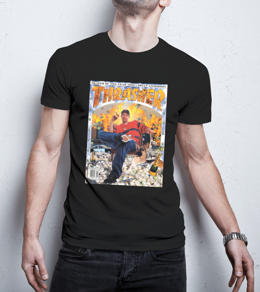 Thrasher Skater Of The Year 1999 Brian Anderson Cover With Money Explosion Scene T-Shirt