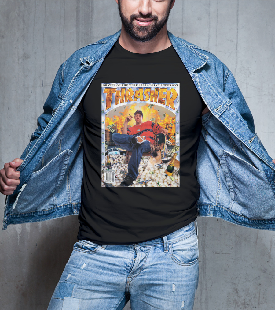 Thrasher Skater Of The Year 1999 Brian Anderson Cover With Money Explosion Scene T-Shirt