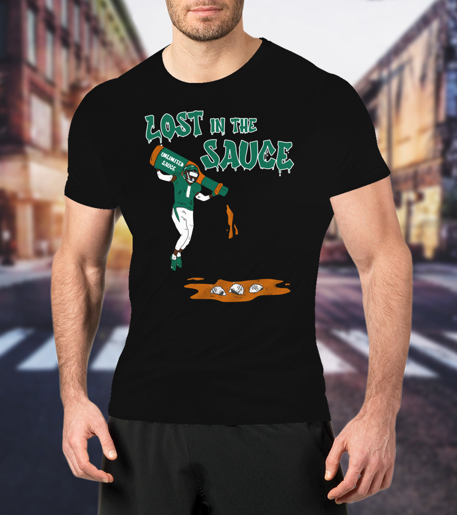 Lost In The Sauce Iamsaucegardner With Unlimited Sauce Football Player T-Shirt