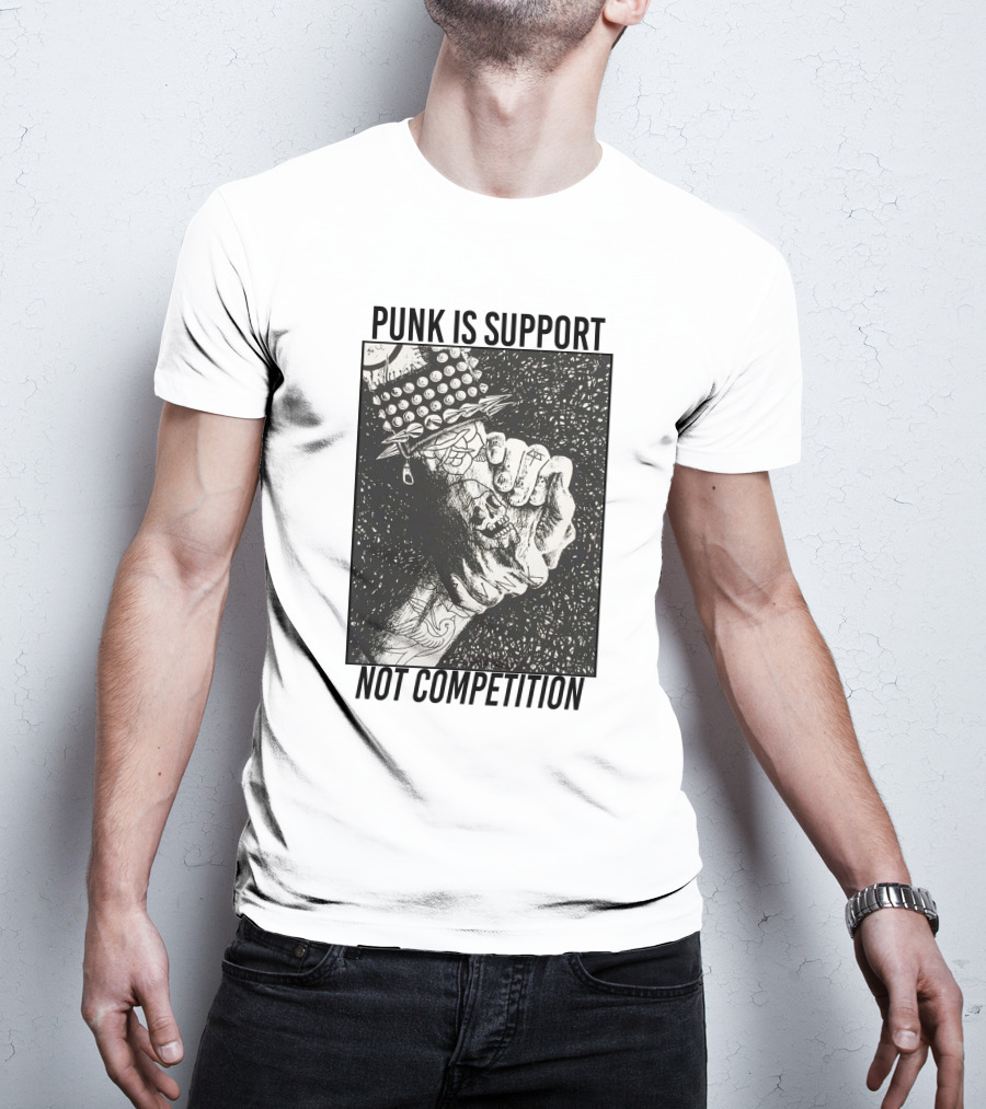 Punk Is Support Not Competition No Gods No Masters Spiked Leather Unity T-Shirt