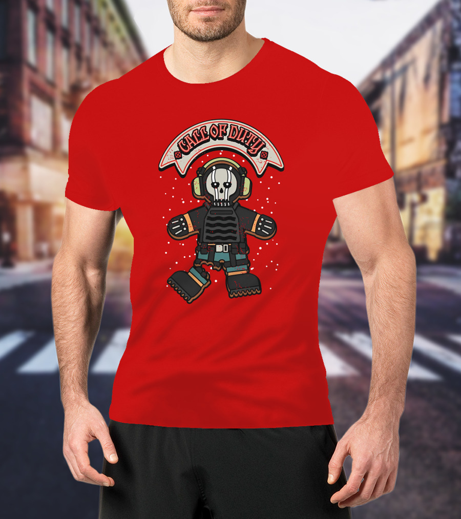 Dysmo Call Of Duty Skull Soldier Gingerbread Red Holiday Game Fusion T-Shirt