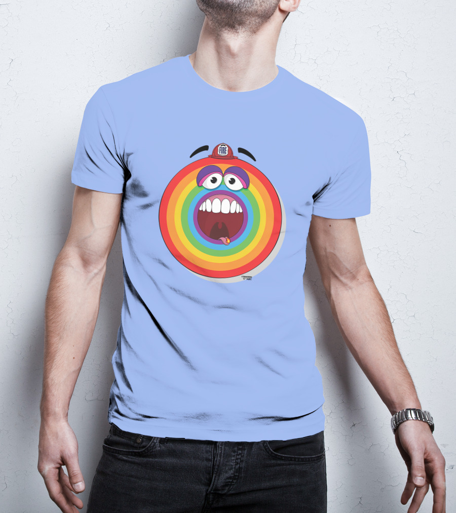 Firefighter Rainbow Face With Comic Mouth By Ernest Doty T-Shirt