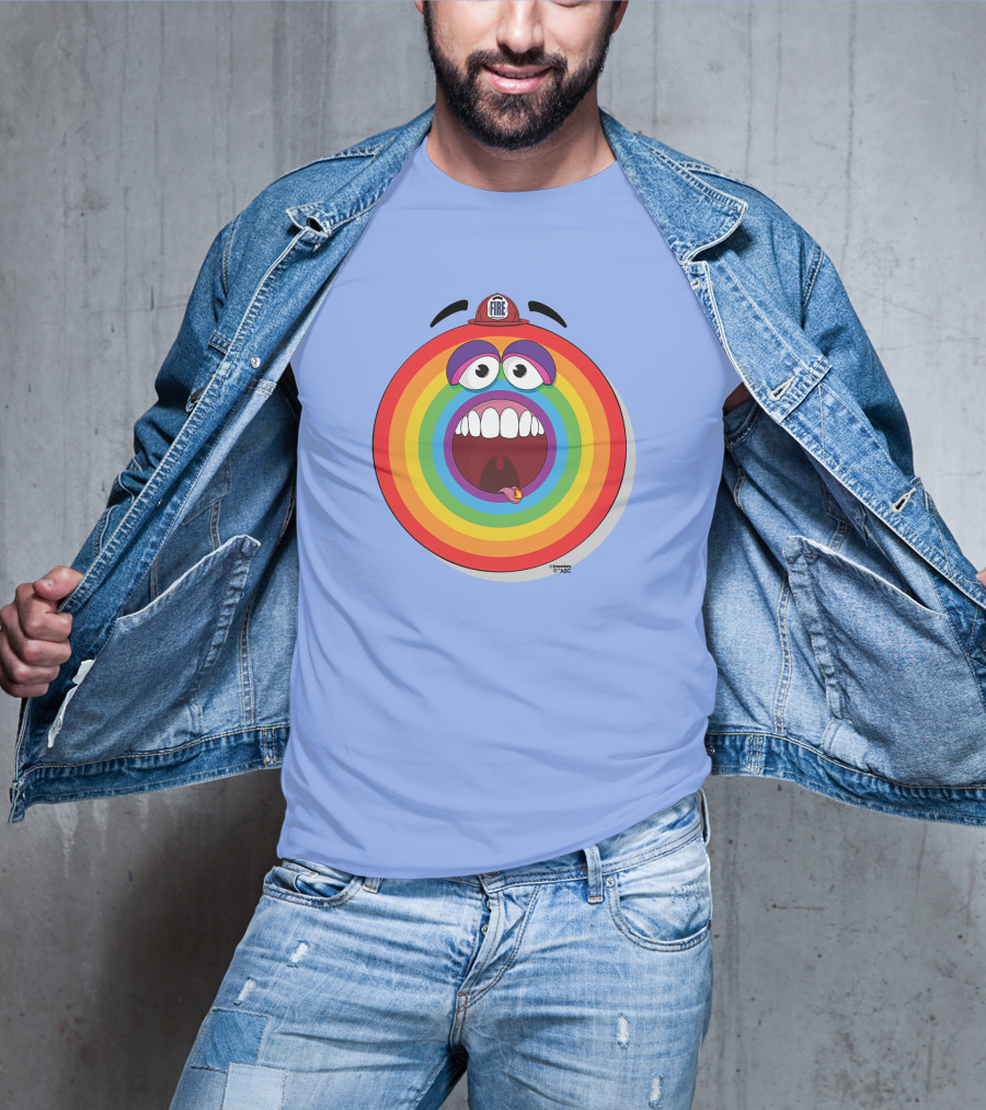 Firefighter Rainbow Face With Comic Mouth By Ernest Doty T-Shirt