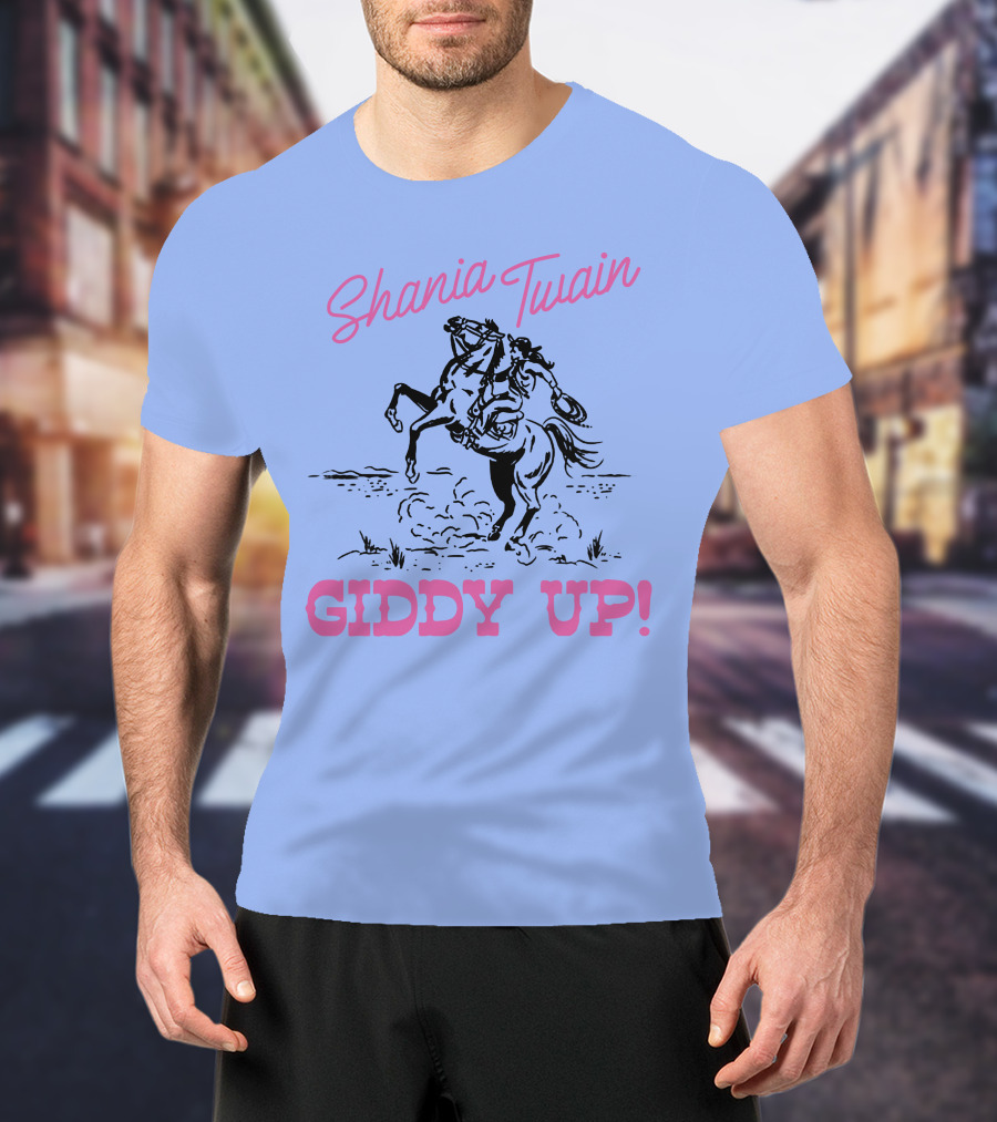 Shania Twain Giddy Up Riding Horse Sketch T-Shirt