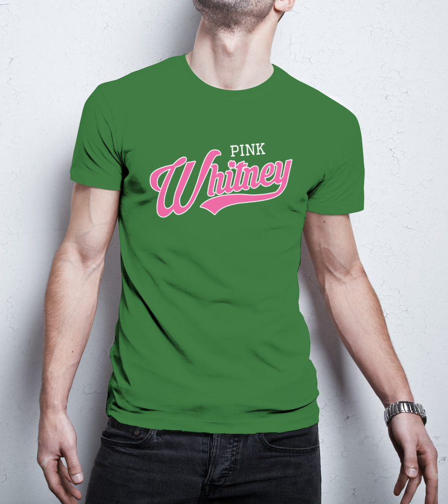 Pink Whitney Retro Bold Script Green Background T-Shirt