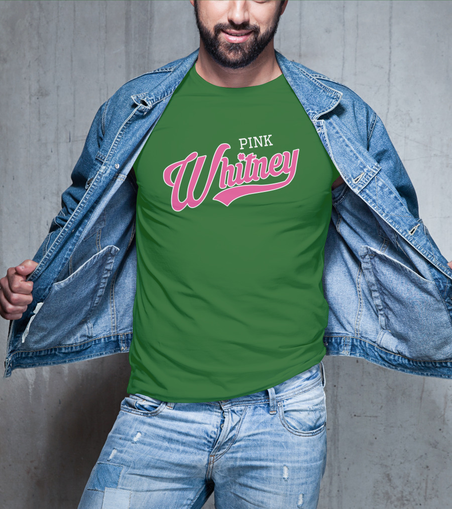 Pink Whitney Retro Bold Script Green Background T-Shirt