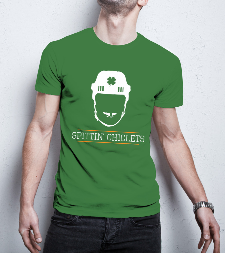 Spittin Chiclets Hockey Helmet Clover Green T-Shirt