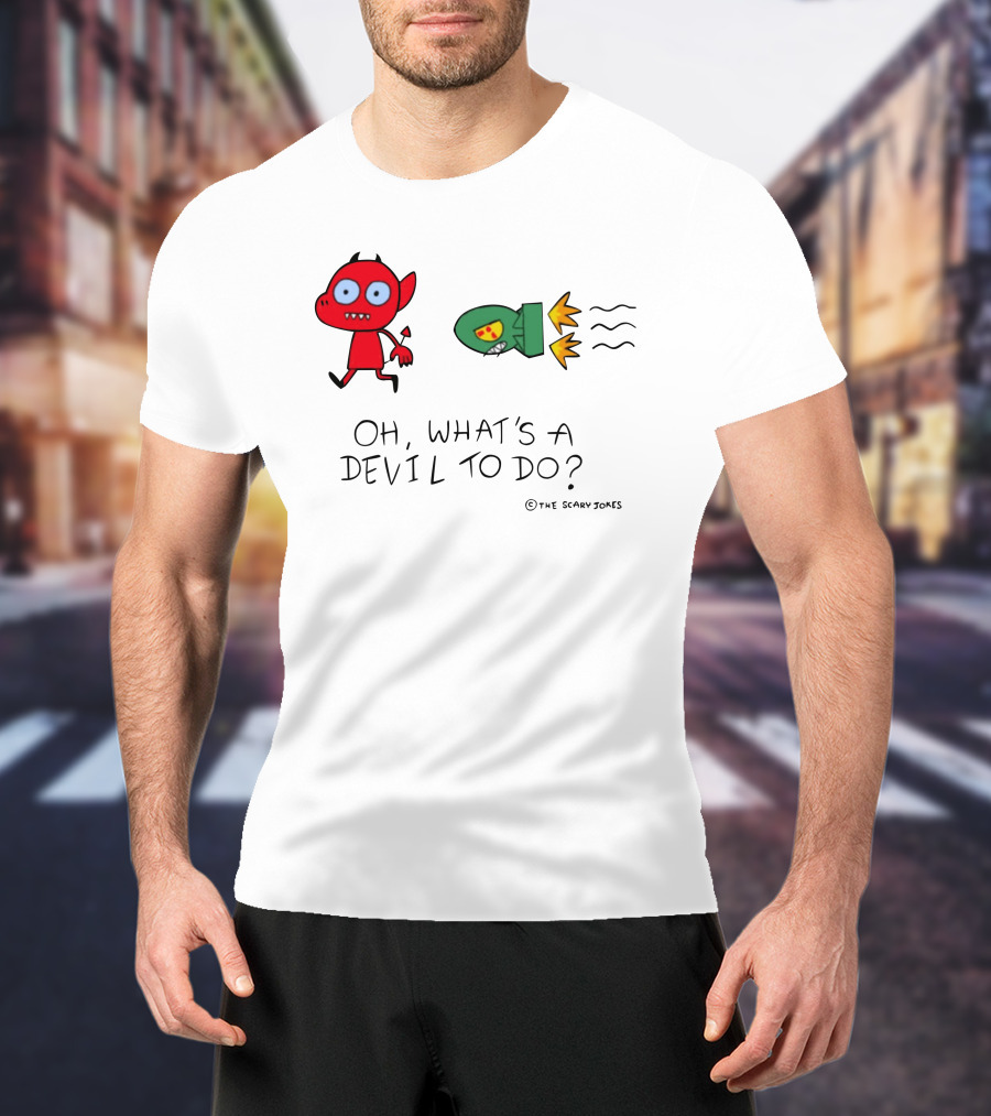 Oh What's A Devil To Do The Scary Jokes Rocket Devil Red Character T-Shirt