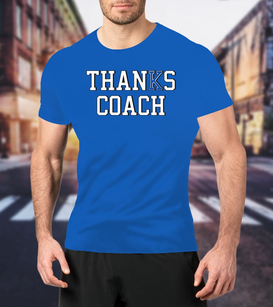 Thanks Coach Basketball Appreciation Blue Text T-Shirt