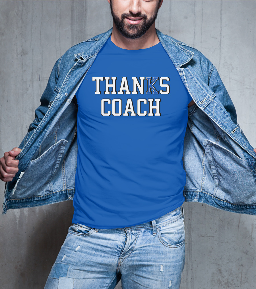 Thanks Coach Basketball Appreciation Blue Text T-Shirt