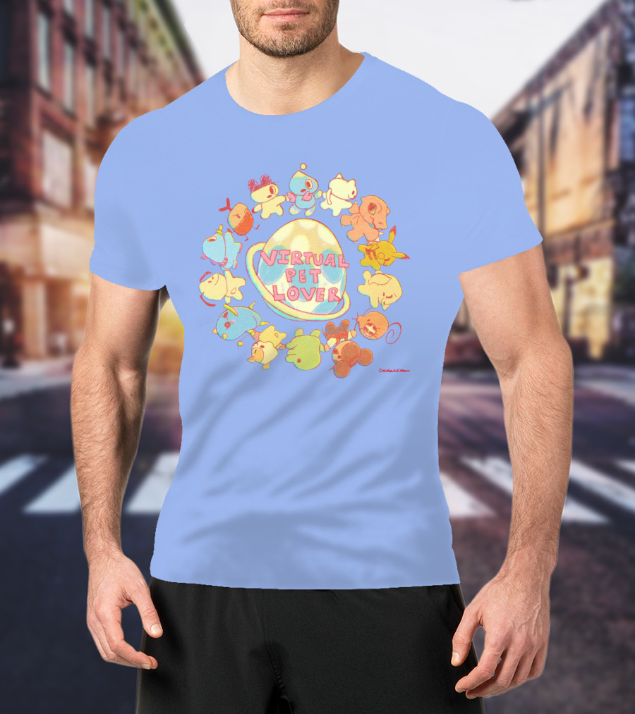 Virtual Pet Lover Colorful Cute Characters Circle T-Shirt