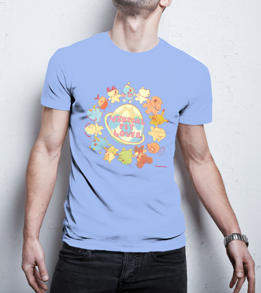 Virtual Pet Lover Colorful Cute Characters Circle T-Shirt