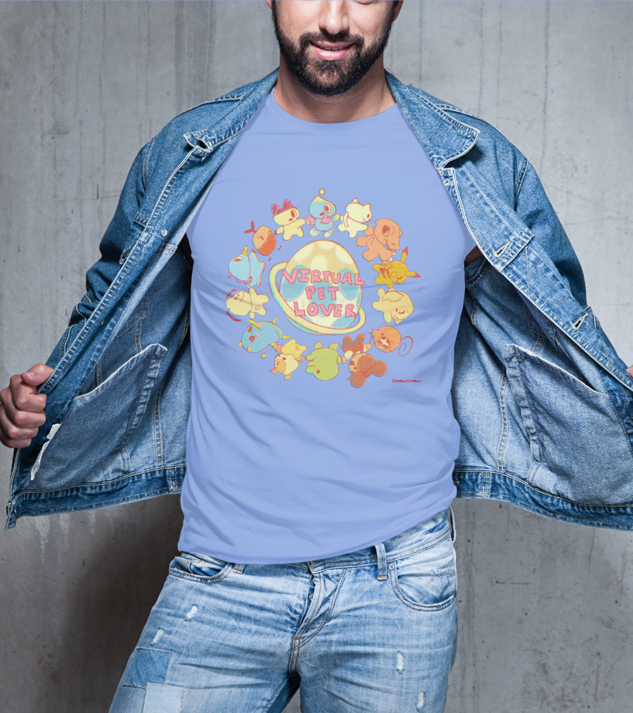 Virtual Pet Lover Colorful Cute Characters Circle T-Shirt