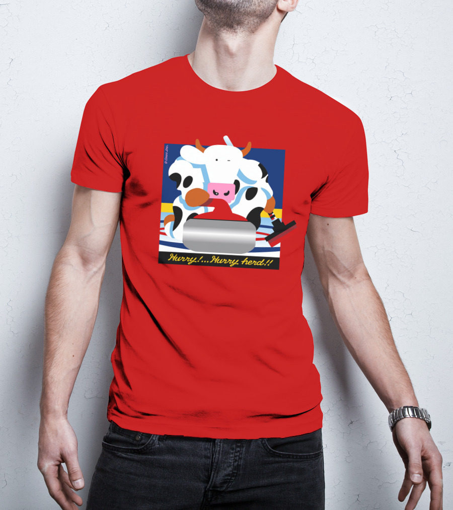 Hurry Hurry Herd Cow Curling Sweep T-Shirt