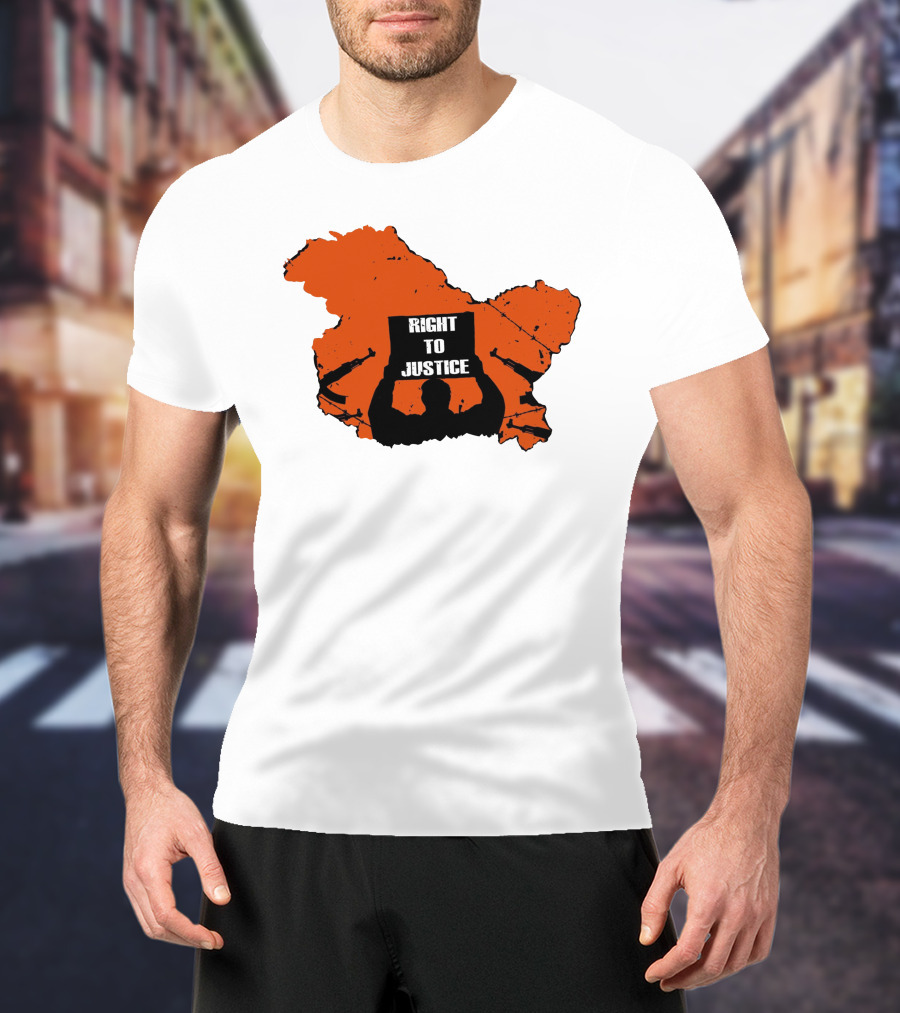 Right To Justice Protest Silhouette Inside Orange Map Shape T-Shirt