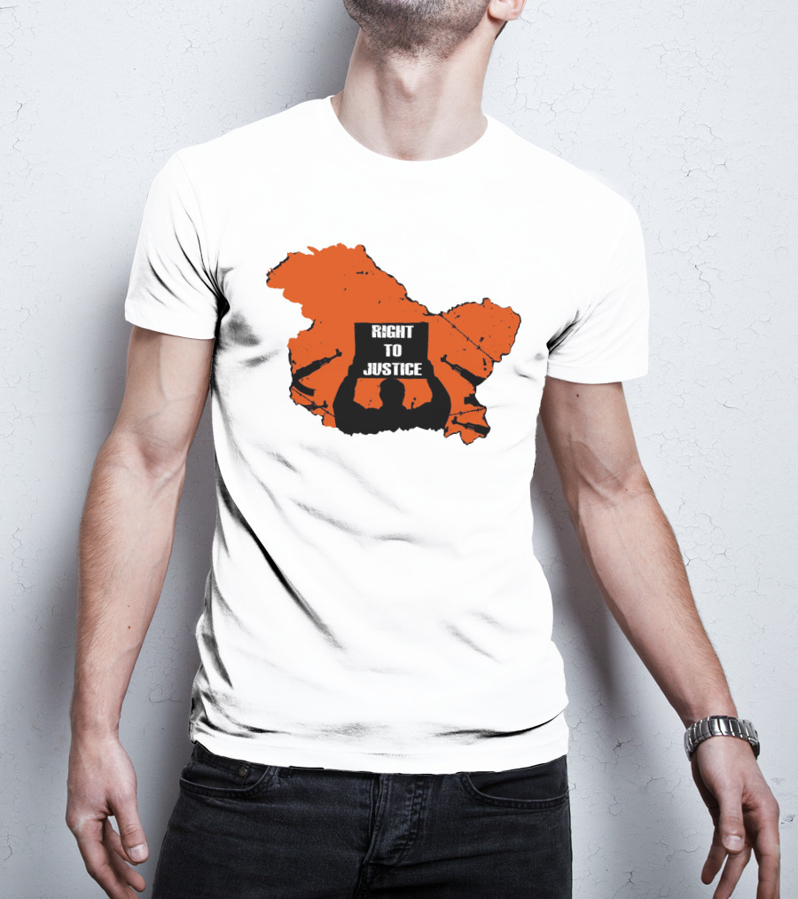 Right To Justice Protest Silhouette Inside Orange Map Shape T-Shirt